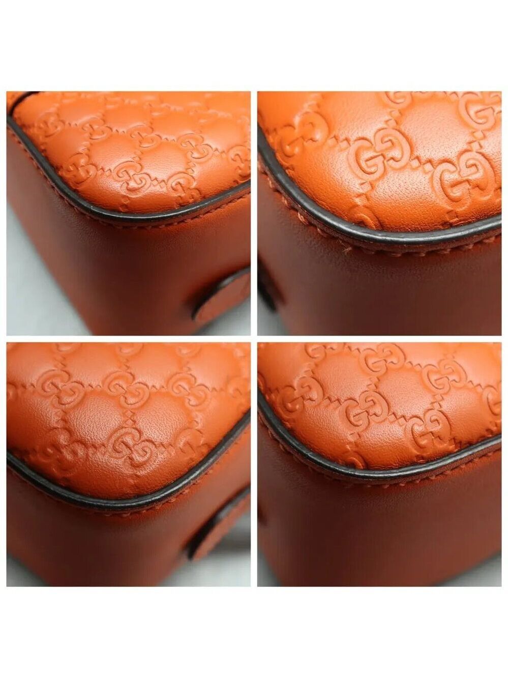 GUCCI Orange Leather Satchel 665-060525 - Picture 6 of 12